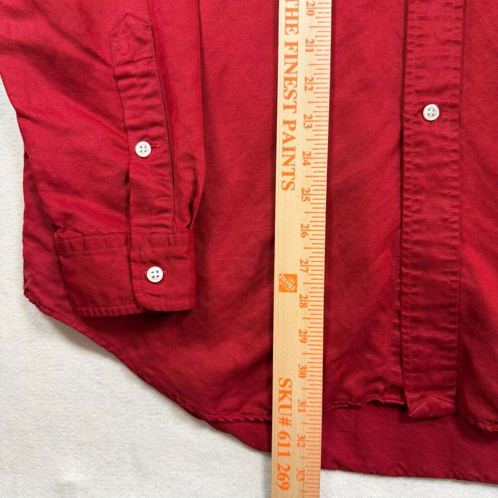 Ralph Lauren Blake Button-Down Shirt Red Silk Linen Blend - Picture 6 of 8